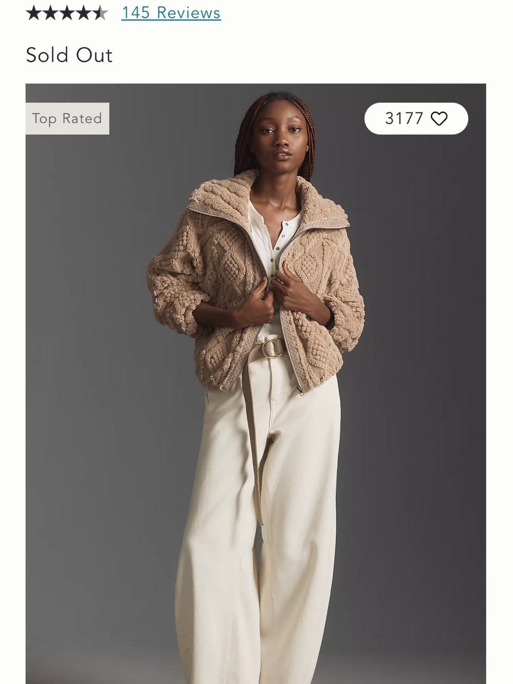 Pilcro Plush Cable-Knit Zip Jacket in Taupe